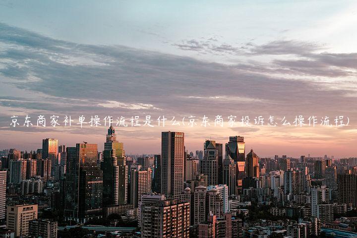 京东商家补单操作流程是什么(京东商家投诉怎么操作流程)